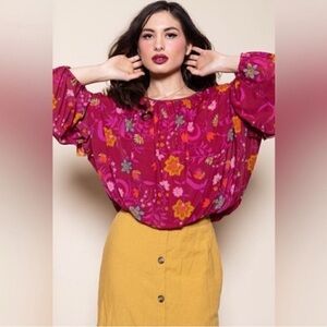 Free People Women Size XSmall Wildflower Honey Floral Boho Top